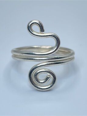 Vintage Mexico Silver Tone Swirl Overlay Ring Boho Southwestern Minimalist